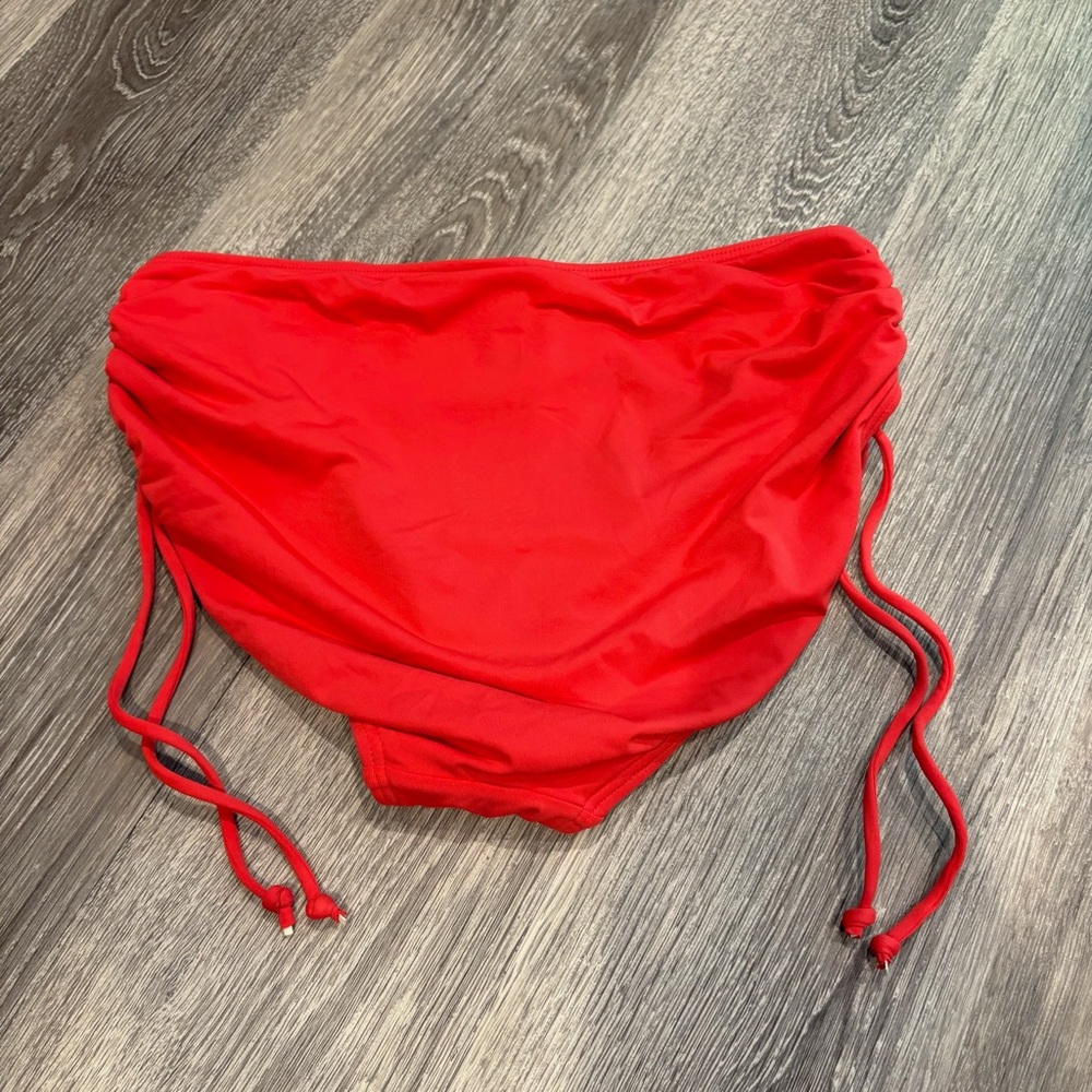 Red Ruched Bikini Bottom - Picture 2 of 4